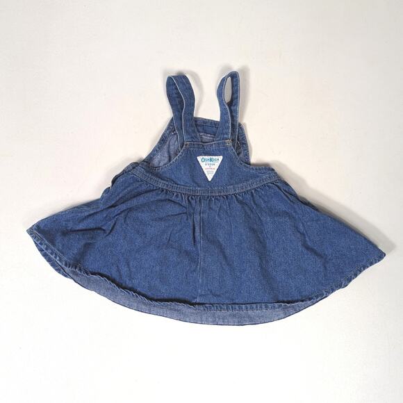 Vtg Oshkosh Bgosh Skirtall Dress Baby Girl Sz 18m Denim Pink Patch Twirl Classic - Picture 4 of 5